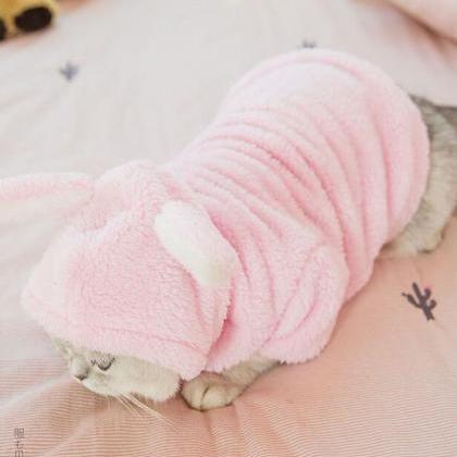 Cute Big Ears Pink Rabbit Fort Small Cats, Pet..