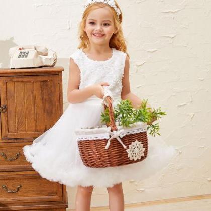 White Princess Flower Girls Dress Ball Gown Baby..