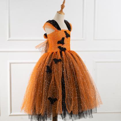 Sparkly Orange Girls Tutu Dresses Ball Gown Cap..