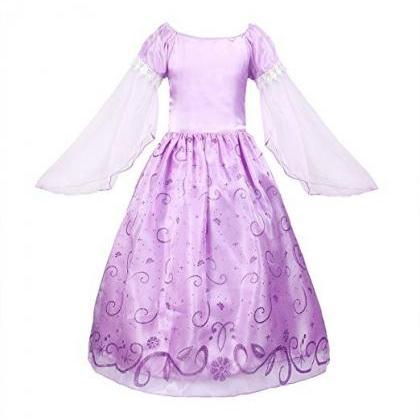 Long Sleeve Lilac Girls Princess Dresses Costume..