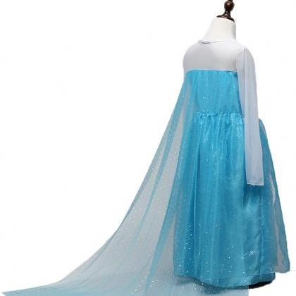 Fancy Blue Queen Children Cosplay Costume Dress..