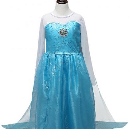 Fancy Blue Queen Children Cosplay Costume Dress..