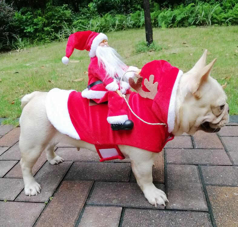 Pet Dog Christmas Santa Claus Riding Deer Style Coat