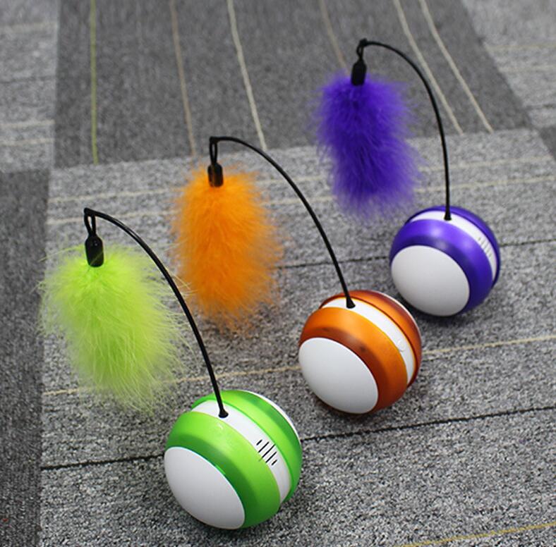 Tumbler Electric Pet Cat Toy Luminous Vocal Ball Rolling Ball Feather Cat Toy